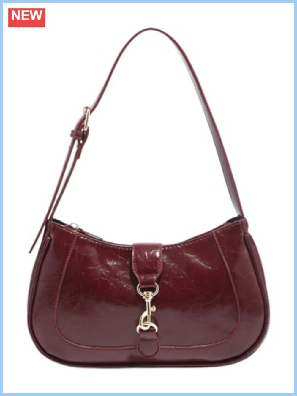 PU Leather Hobo Shoulder Bag Retro Zipper Underarm Purse